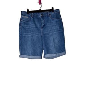 Christopher & Banks Women's Denim Cut-Off Shorts Size 12 Blue Cuffed Hem Casual